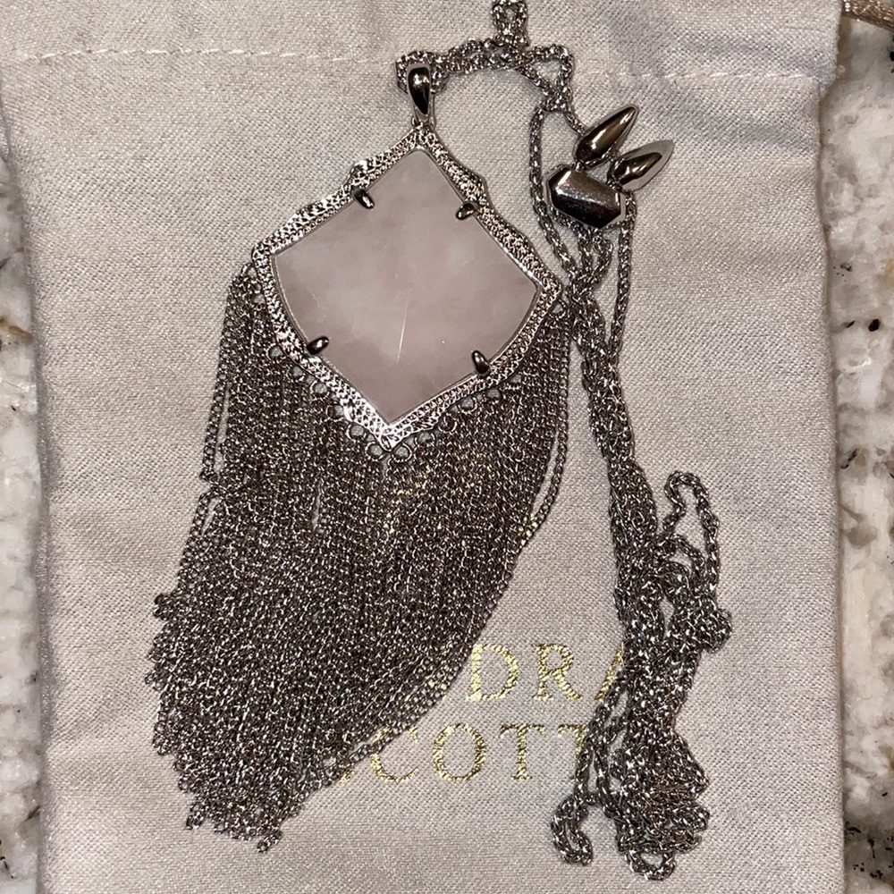 Kendra Scott Kingston silver Rose Quartz Necklace